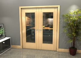 Oak Iseo P10 French Door Set 1732mm(w) X 2021mm(h) Image