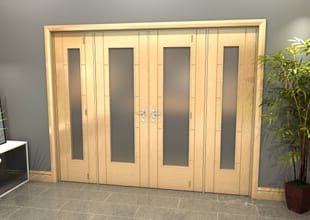 Oak Iseo P10 Obscure Glazed French Door Set 2684mm(w) X 2021mm(h) Image