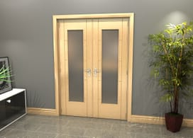 Oak Iseo P10 Obscure Glazed French Door Set 1426mm(w) X 2021mm(h) Image