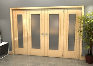Oak Iseo P10 Obscure Glazed French Door Set 2836mm(w) X 2021mm(h) Image