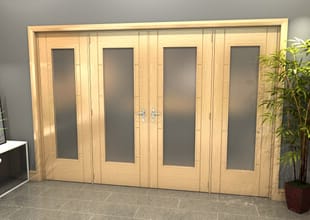 Oak Iseo P10 Obscure Glazed French Door Set 2996mm(w) X 2021mm(h) Image