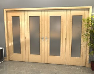 Oak Iseo P10 Obscure Glazed French Door Set 2996mm(W) x 2021mm(H)