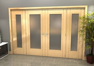 Oak Iseo P10 Obscure Glazed French Door Set 2996mm(w) X 2021mm(h) Image
