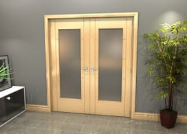 Oak Iseo P10 Obscure Glazed French Door Set 1732mm(w) X 2021mm(h) Image