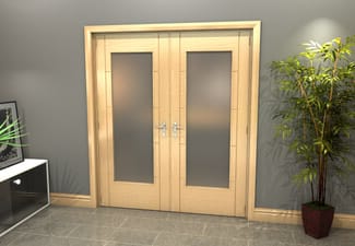 Oak Iseo P10 Obscure Glazed French Door Set 1732mm(W) x 2021mm(H)