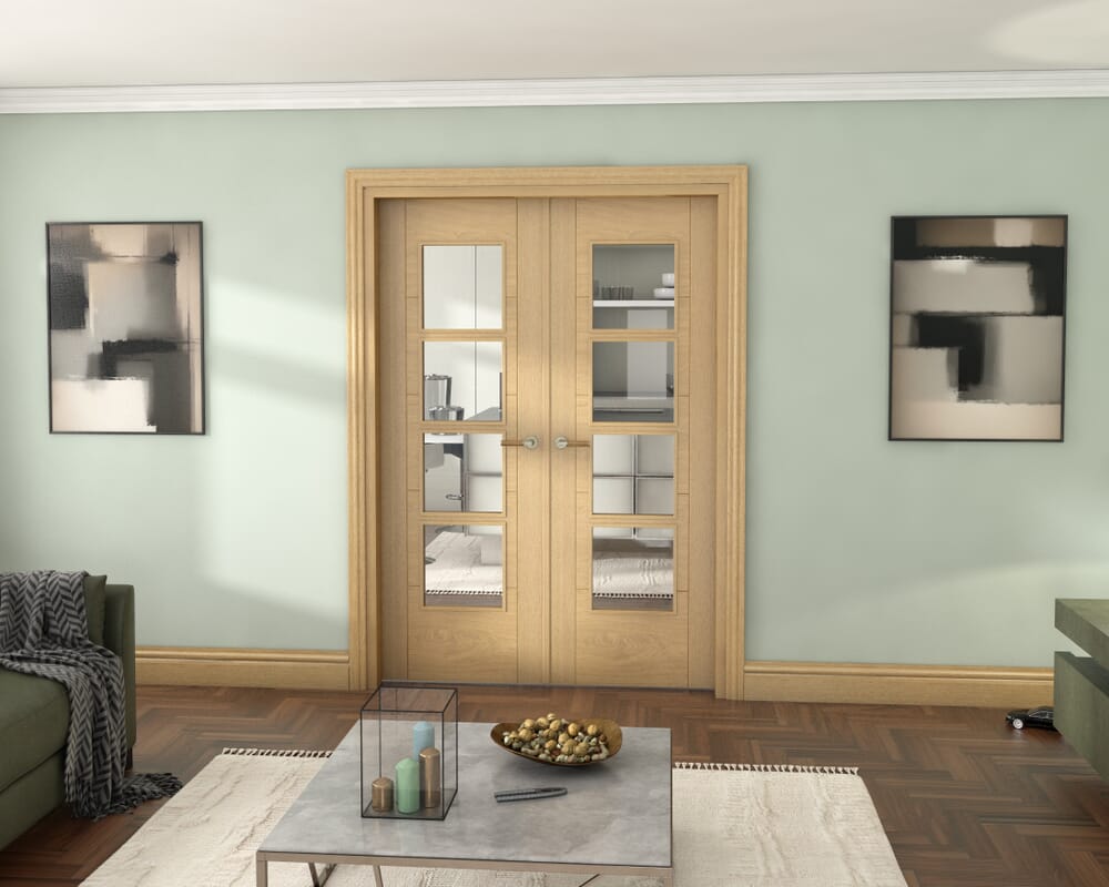 Oak Iseo 4L French Door Set 1426mm(W) x 2021mm(H)