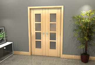 Oak Iseo 4L Obscure Glazed French Door Set 1122mm(W) x 2021mm(H)