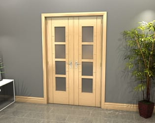 Oak Iseo 4L Obscure Glazed French Door Set 1276mm(W) x 2021mm(H)