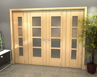 Oak Iseo 4L Obscure Glazed French Door Set 2836mm(W) x 2021mm(H)