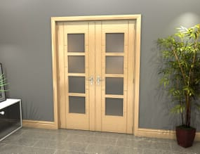 Oak Iseo 4L Obscure Glazed French Door Set 1426mm(W) x 2021mm(H)