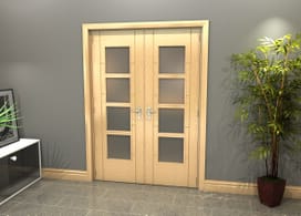 Oak Iseo 4l Obscure Glazed French Door Set 1478mm(w) X 2021mm(h) Image