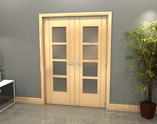 Oak Iseo 4L Obscure Glazed French Door Set 1478mm(W) x 2021mm(H)