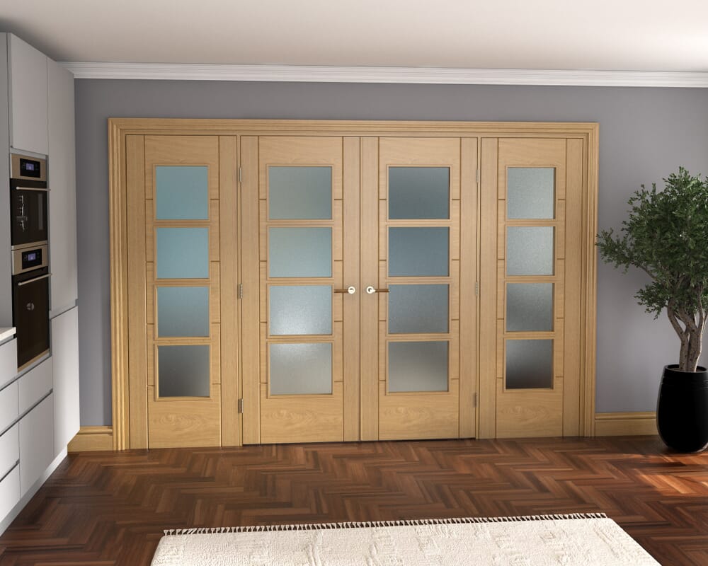 Oak Iseo 4L Obscure Glazed French Door Set 2996mm(W) x 2021mm(H)