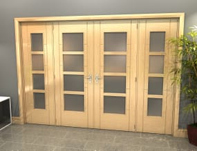 Oak Iseo 4L Obscure Glazed French Door Set 2996mm(W) x 2021mm(H)