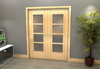 Oak Iseo 4L Obscure Glazed French Door Set 1580mm(W) x 2021mm(H)