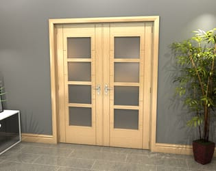 Oak Iseo 4L Obscure Glazed French Door Set 1732mm(W) x 2021mm(H)