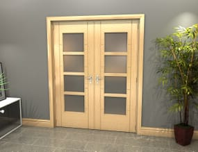 Oak Iseo 4L Obscure Glazed French Door Set 1732mm(W) x 2021mm(H)