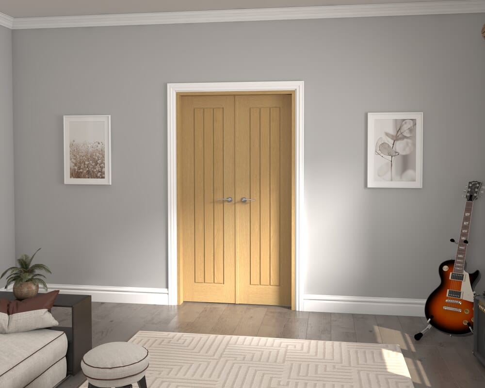1122x2021x133mm Mexicano Oak French Door Set