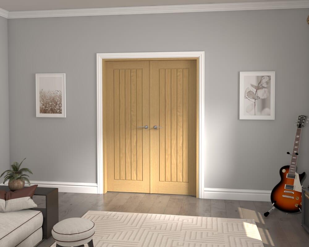1426x2021x133mm Mexicano Oak French Door Set