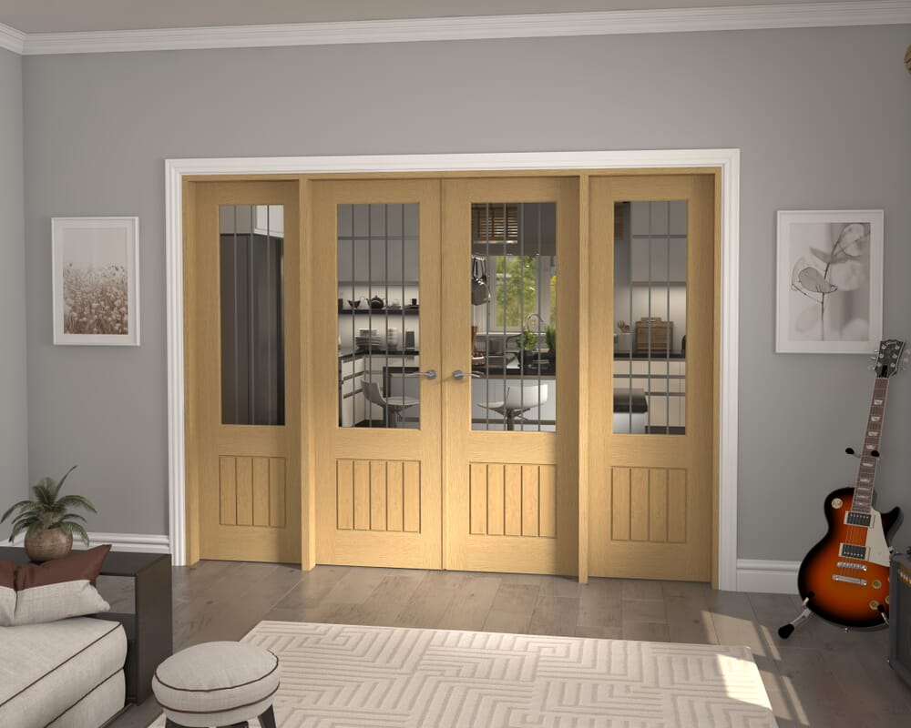 2684x2021x133mm Mexicano 2XG Glazed Oak French Door Set