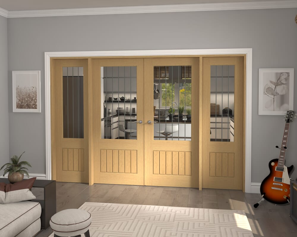 2988x2021x133mm Mexicano 2XG Glazed Oak French Door Set
