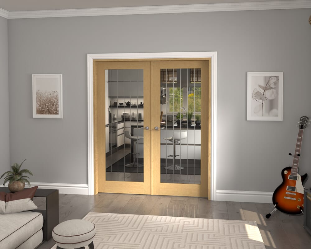 1732x2021x133mm Mexicano P10 Glazed Oak French Door Set