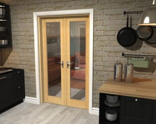 Oak Prefinished French Door Set  - 21" Pair