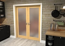 1584mm X 2020mm Prefinished Oak Frosted Glazed Room Divider Image