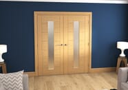 1732x2021x133mm Modern 7 Panel Frosted Glazed Prefinished French Door 1732x2021x133mm Modern 7 Panel Frosted Glazed Prefinished French Door