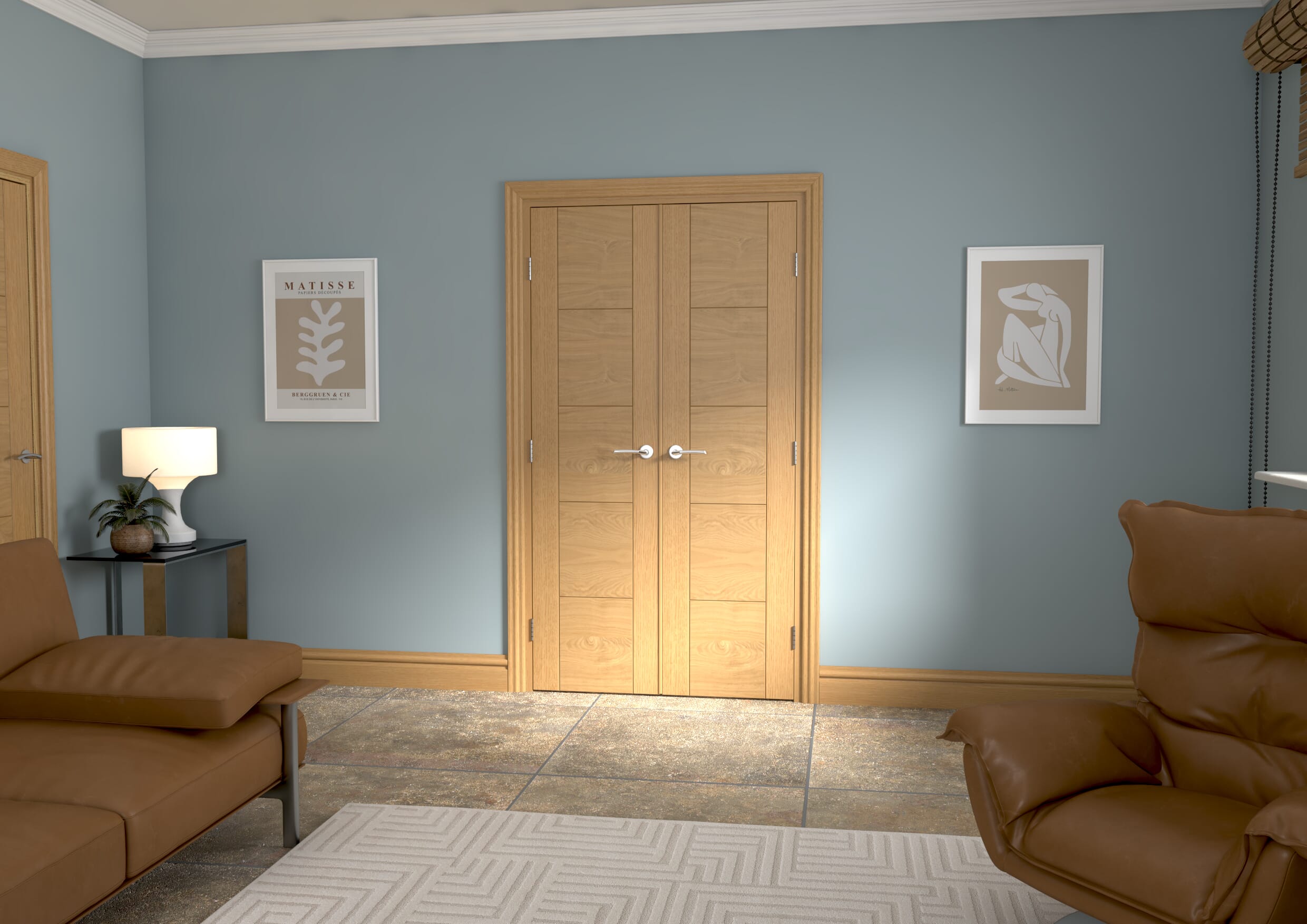 970x2021x133mm Iseo Oak Prefinished French Door Set