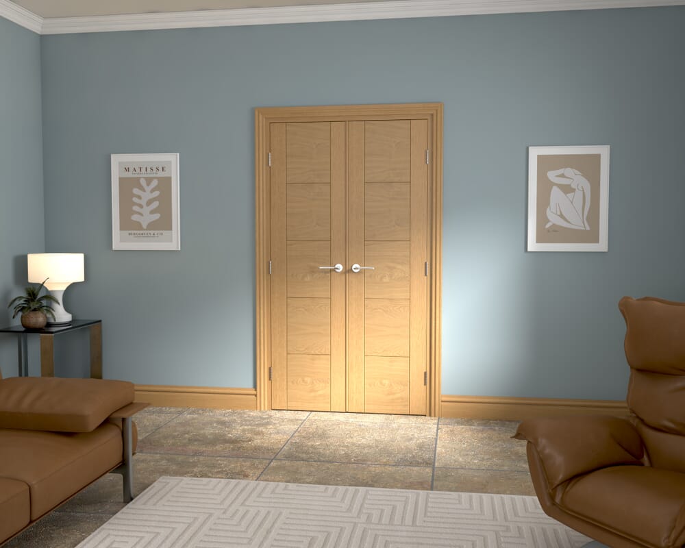 1122x2021x133mm Iseo Oak Prefinished French Door Set
