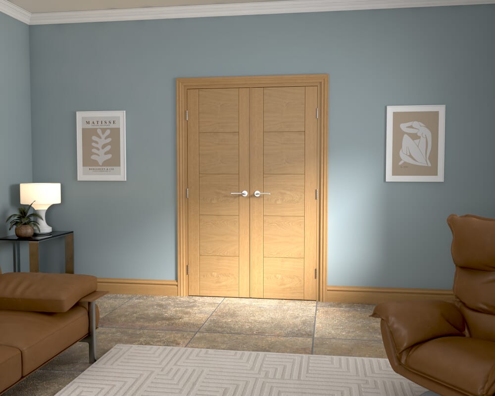 1276x2021x133mm Iseo Oak Prefinished French Door Set