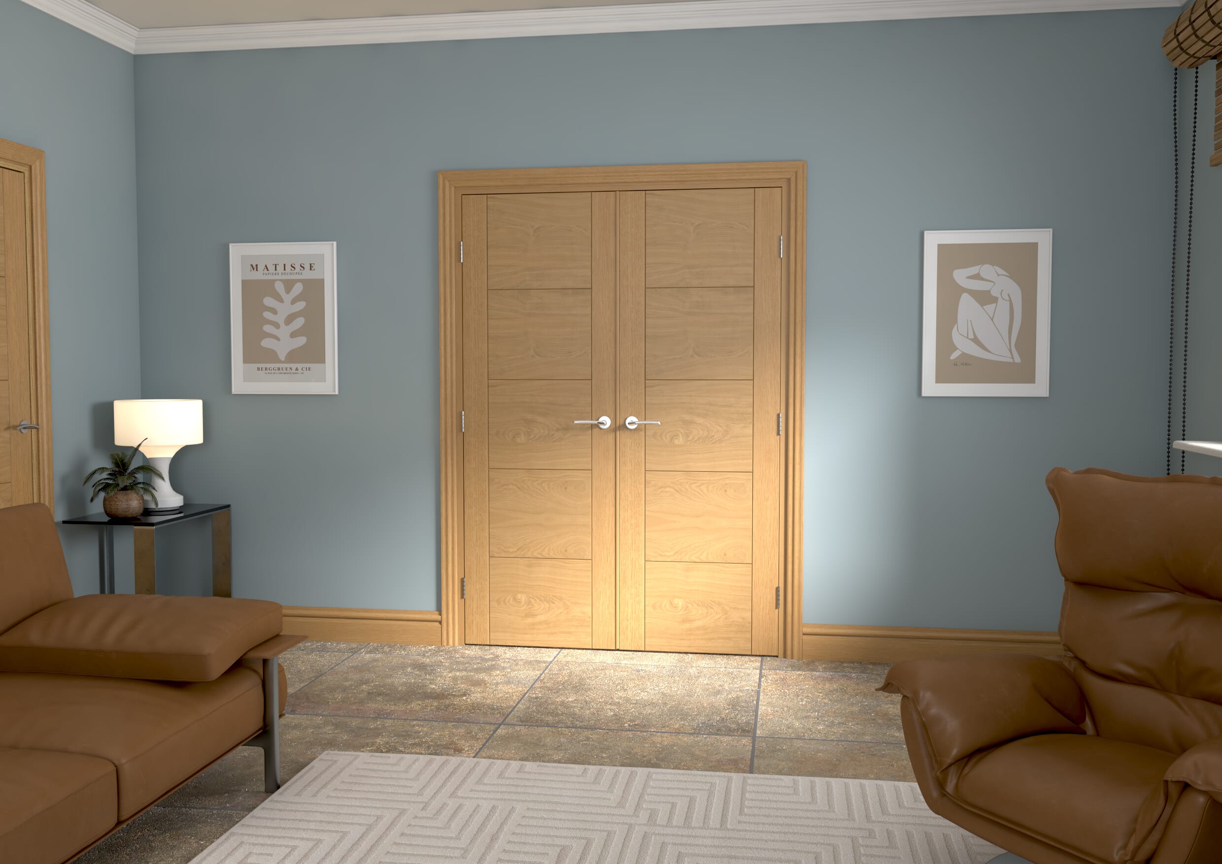 1426x2021x133mm Iseo Oak Prefinished French Door Set