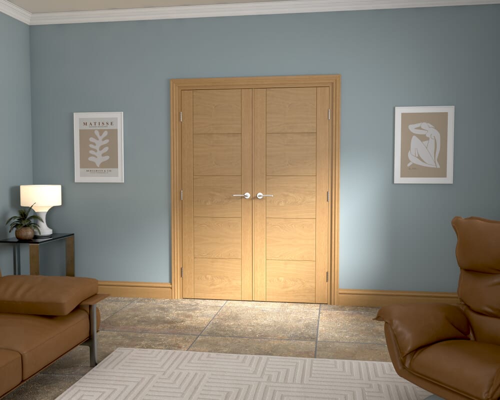 1426x2021x133mm Iseo Oak Prefinished French Door Set