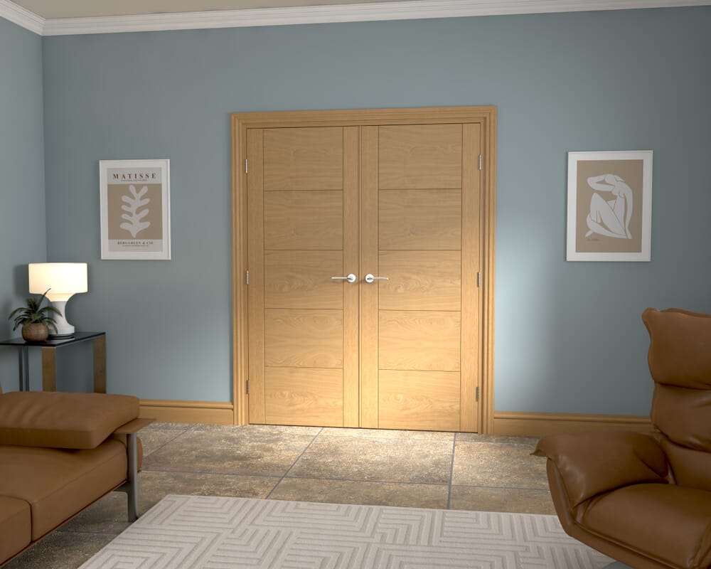 1580x2021x133mm Iseo Oak Prefinished French Door Set