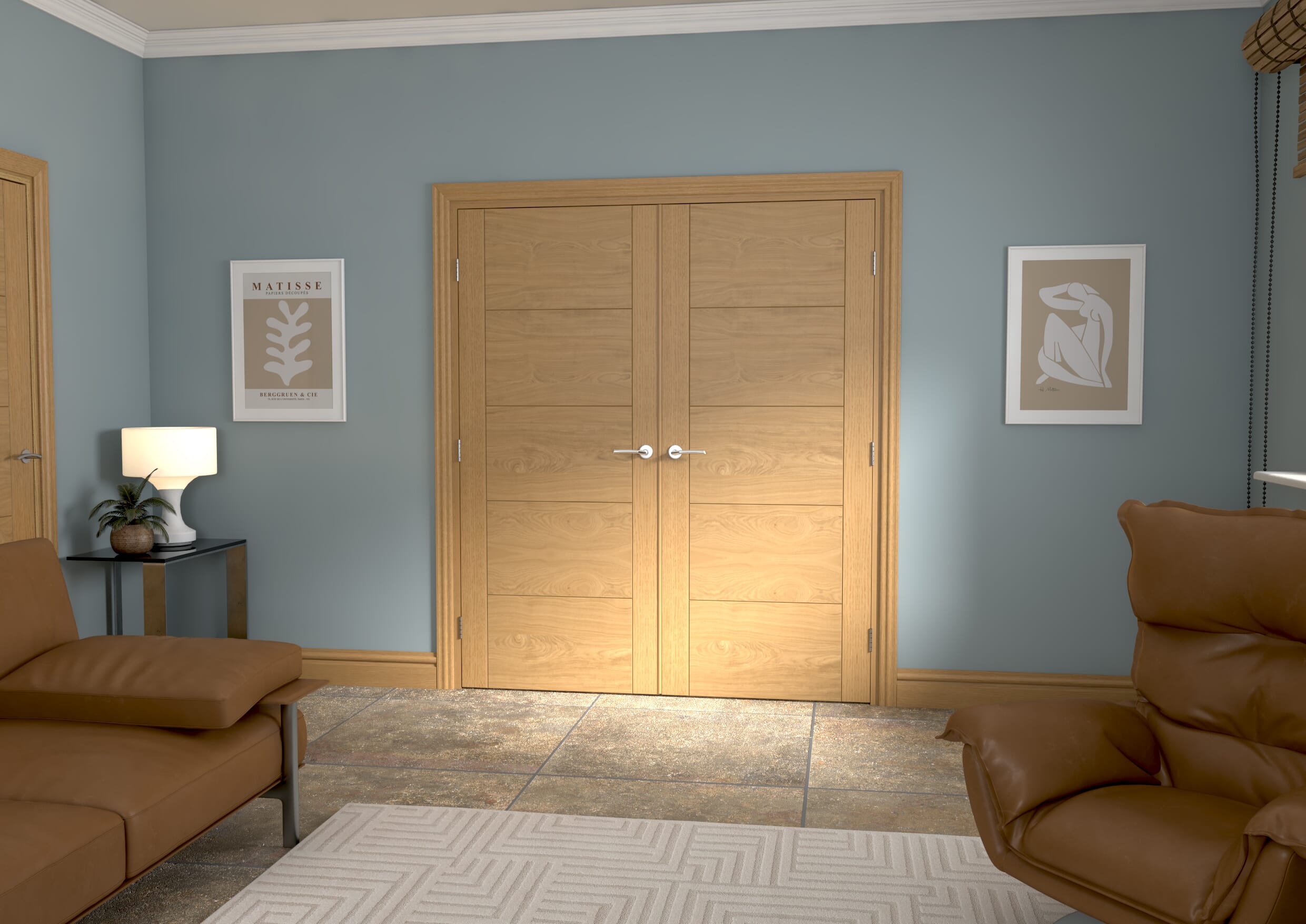 1732x2021x133mm Iseo Oak Prefinished French Door Set