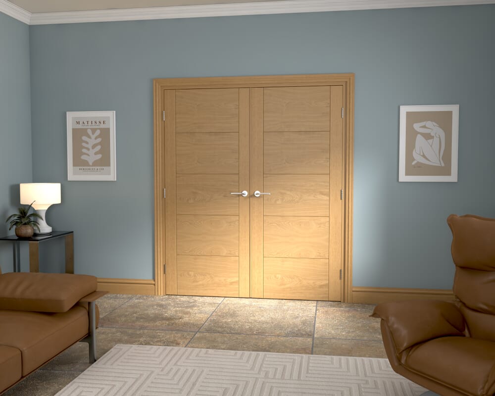 1732x2021x133mm Iseo Oak Prefinished French Door Set