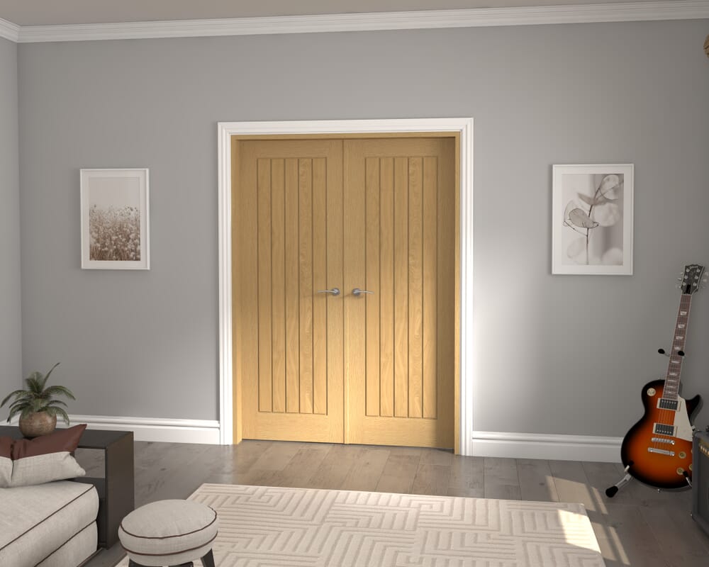 1478x2021x133mm Mexicano Oak Prefinished French Door Set