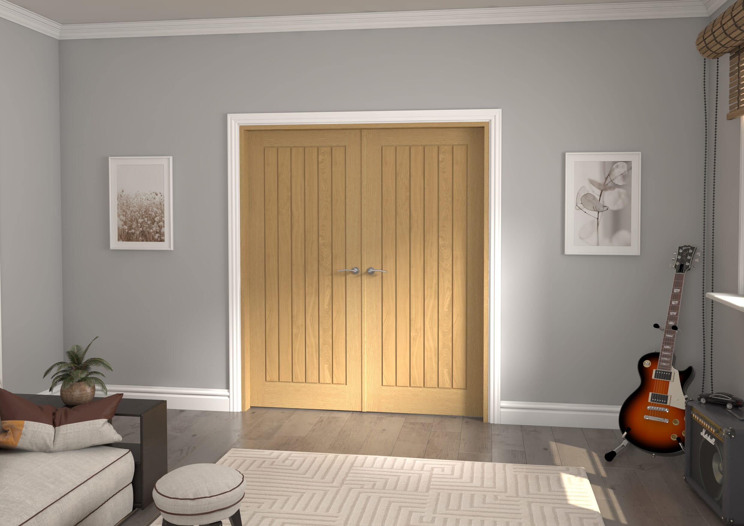 1732x2021x133mm Mexicano Oak Prefinished French Door Set