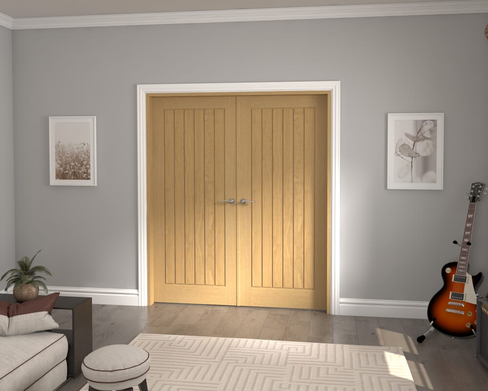 1732x2021x133mm Mexicano Oak Prefinished French Door Set