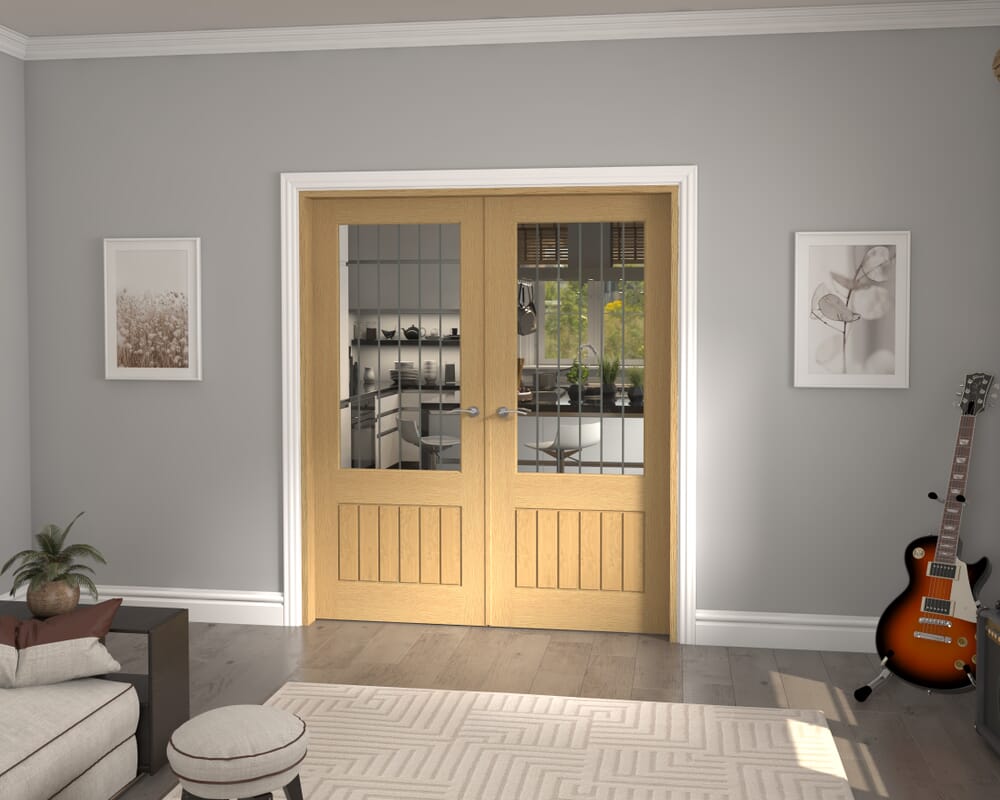 1732x2021x133mm Mexicano 2XG Glazed Oak Prefinished French Door Set