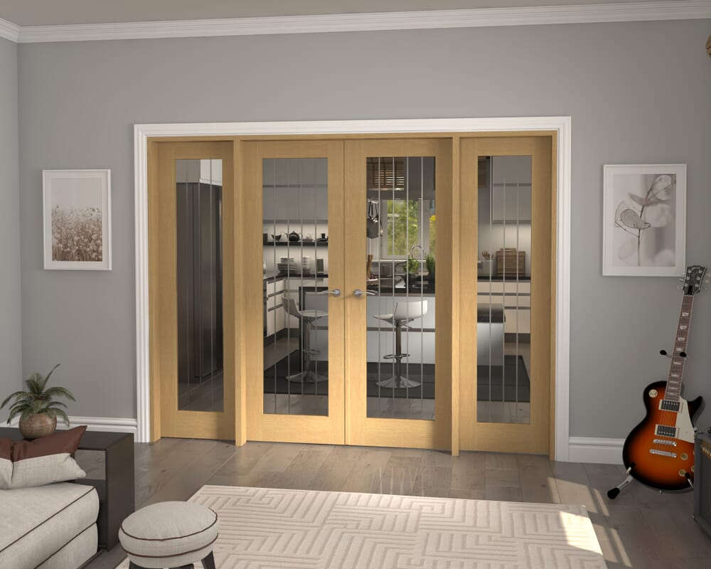 2610x2021x133mm Mexicano P10 Glazed Oak Prefinished French Door Set