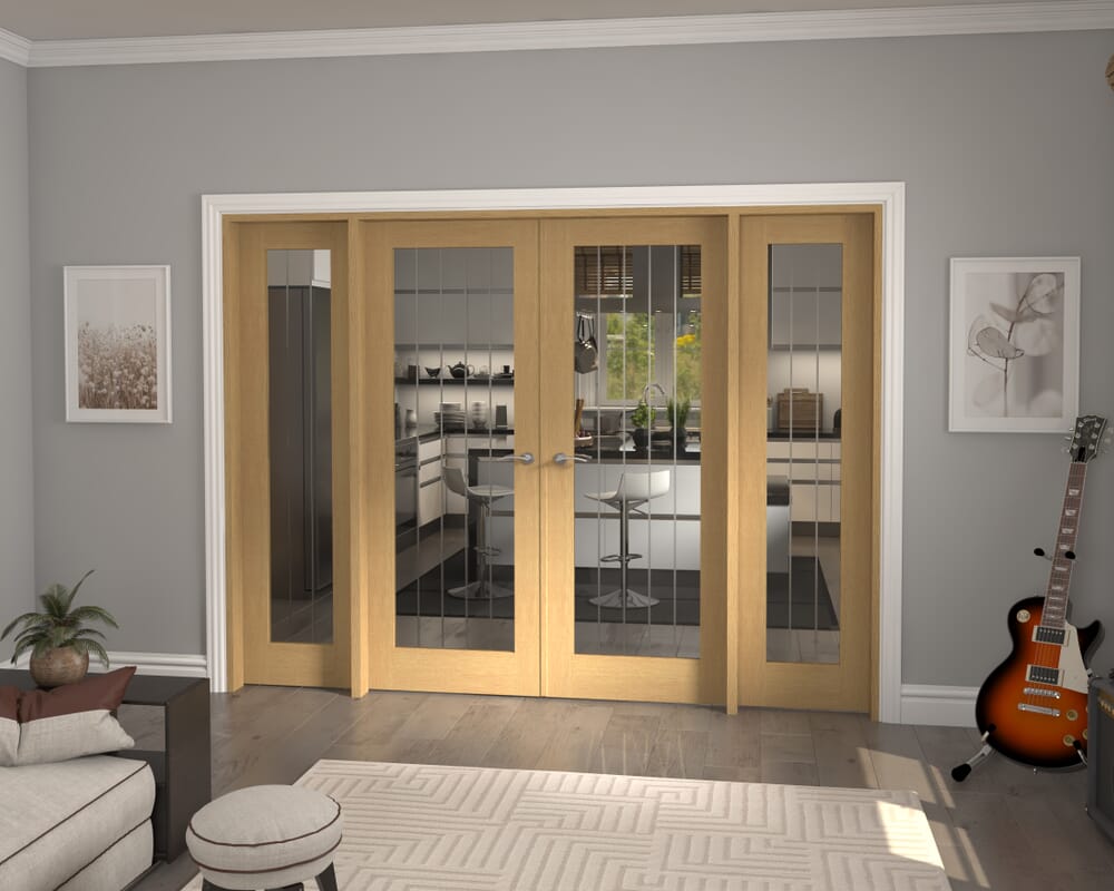 2682x2021x133mm Mexicano P10 Glazed Oak Prefinished French Door Set