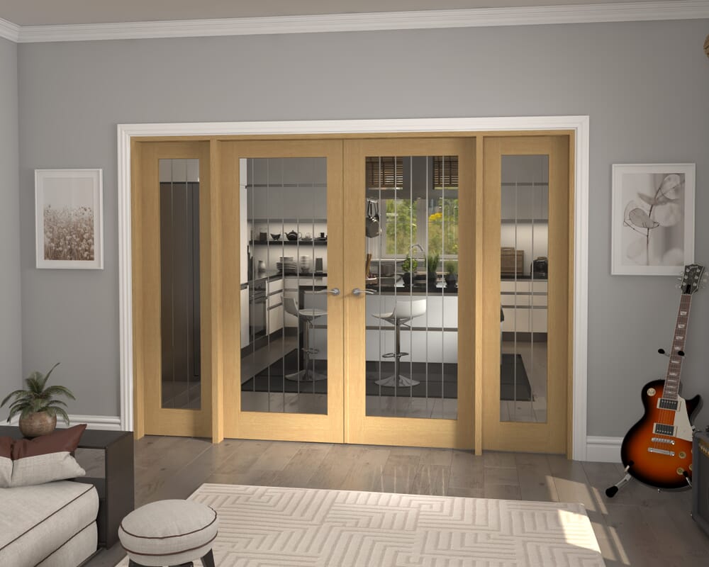 2834x2021x133mm Mexicano P10 Glazed Oak Prefinished French Door Set