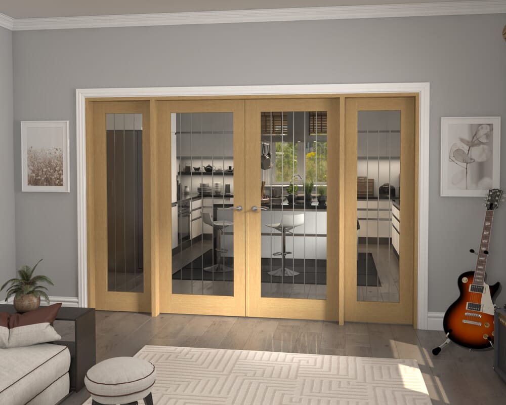 2988x2021x133mm Mexicano P10 Glazed Oak Prefinished French Door Set