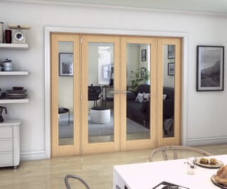 Oak P10 Clear Glazed Internal French Doors