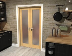 Oak Obscure Glazed French Door Set 1122mm(W) x 2021mm(H)