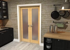 Oak Obscure Glazed French Door Set 1202mm(w) X 2021mm(h) Image