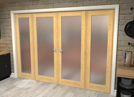 Oak Obscure Glazed French Door Set 2150mm(W) x 2021mm(H)