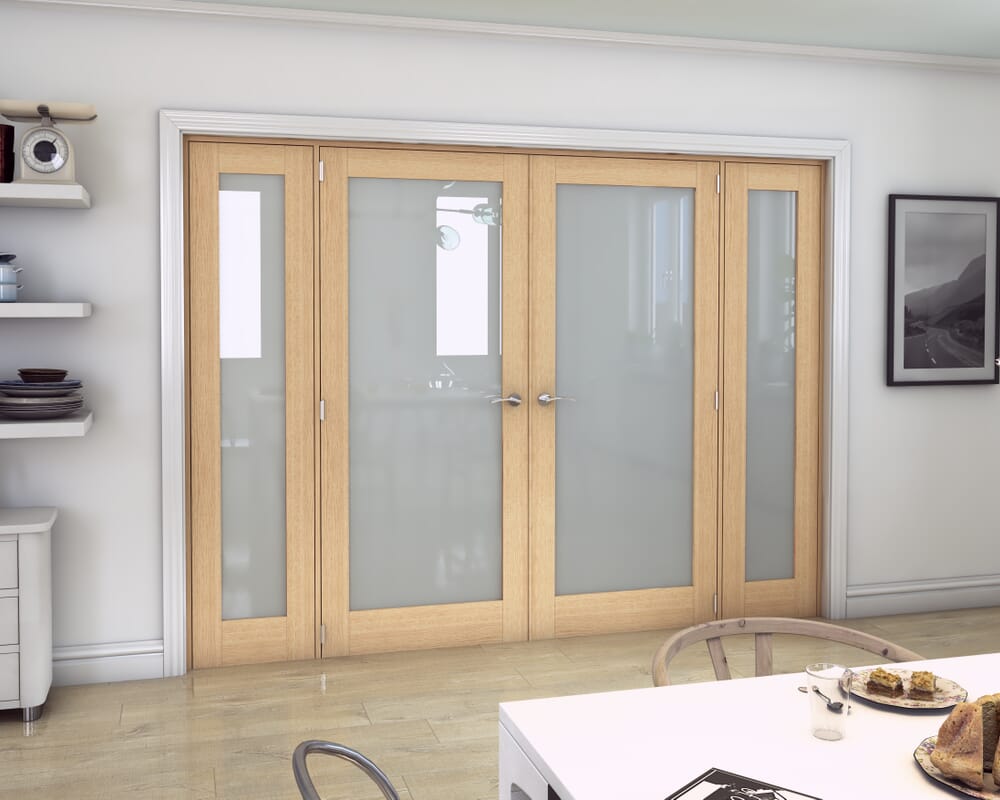 Oak Obscure Glazed French Door Set 2684mm(W) x 2021mm(H)